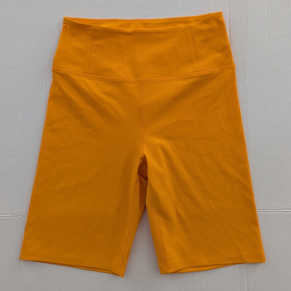 Girlfriend Collective Ribbed Orange Bike Shorts S